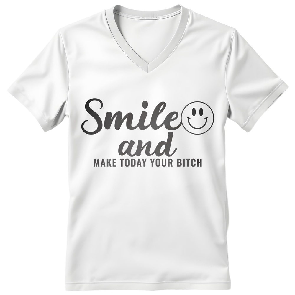 White Graphic V-Neck Tee